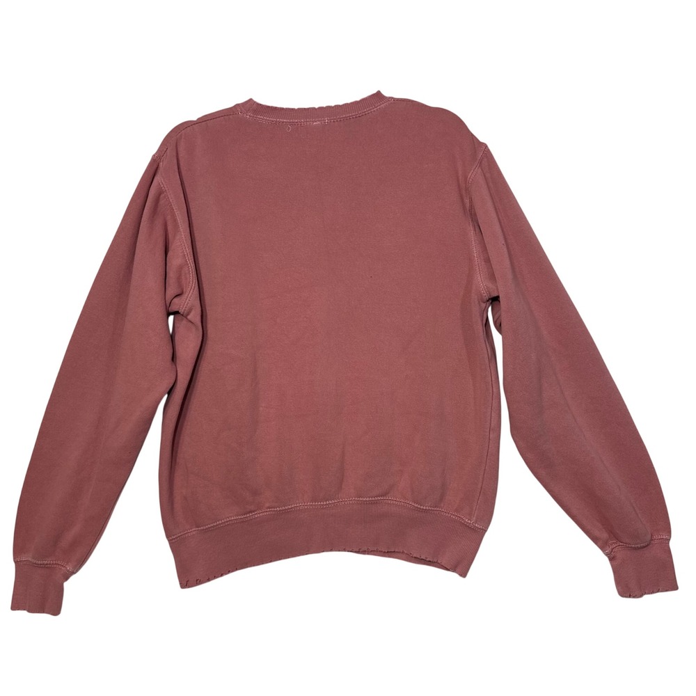 John Galt S Sweatshirt Pastel Pink Distressed Crewneck Pullover Comfy Oversized - Picture 3 of 5